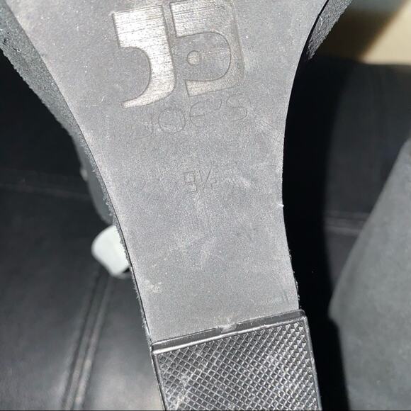 Joe's Jeans Wedged Heel Strapped Sandal Black with grey/burgundy size 9.5 - Picture 12 of 14